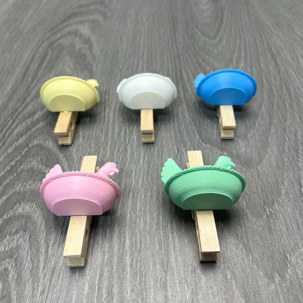 Set of 5 Farmhouse Hen Chicken HON Magnet Photo Chip Clips 3D Printed Clothespin